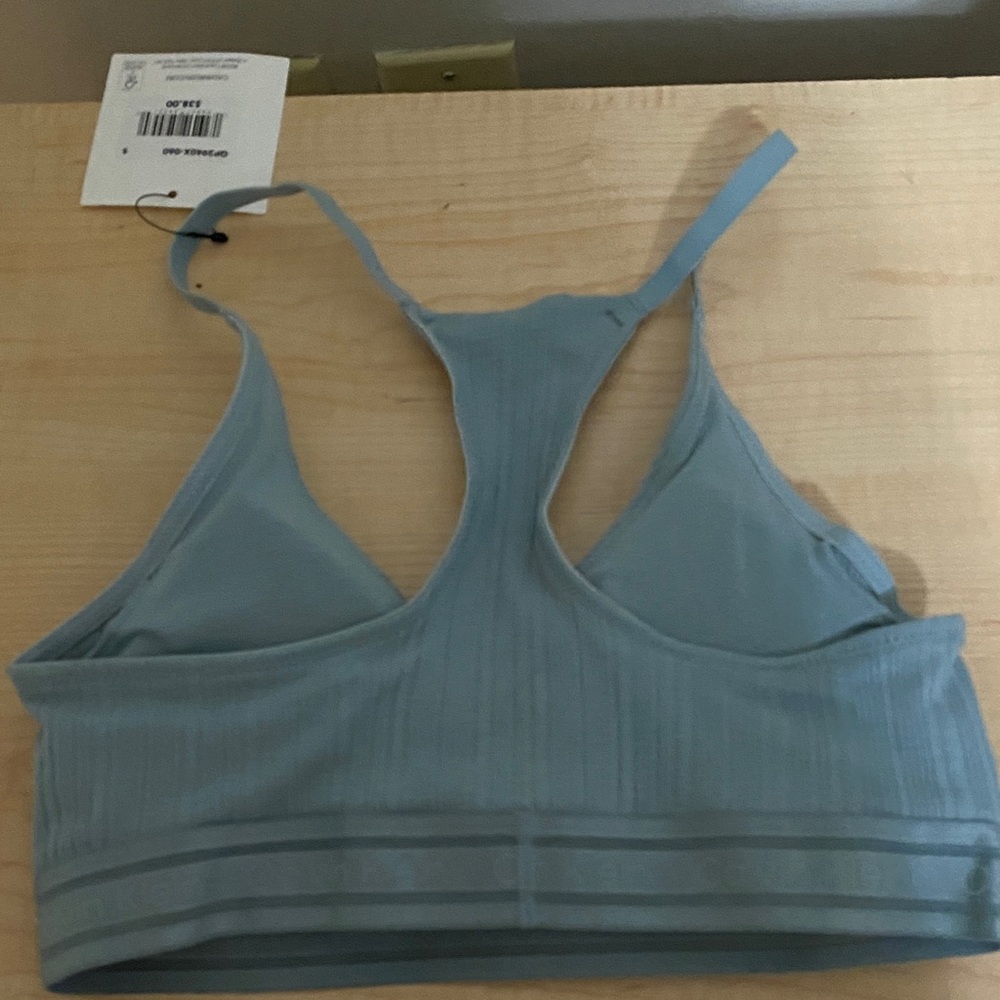 Calvin Klein Dusty Blue Ribbed Racerback Bralette - Picture 3 of 4
